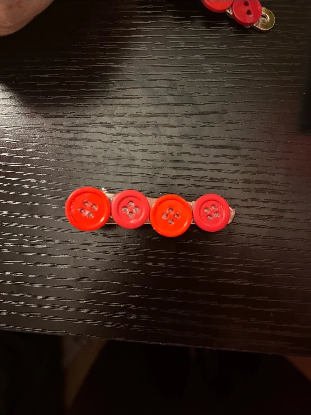 Handmade Red Button Hair Clips for Kids - Cute Button Accent